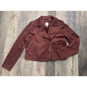 Lauren Conrad Women's Faux Suede Moto Jacket